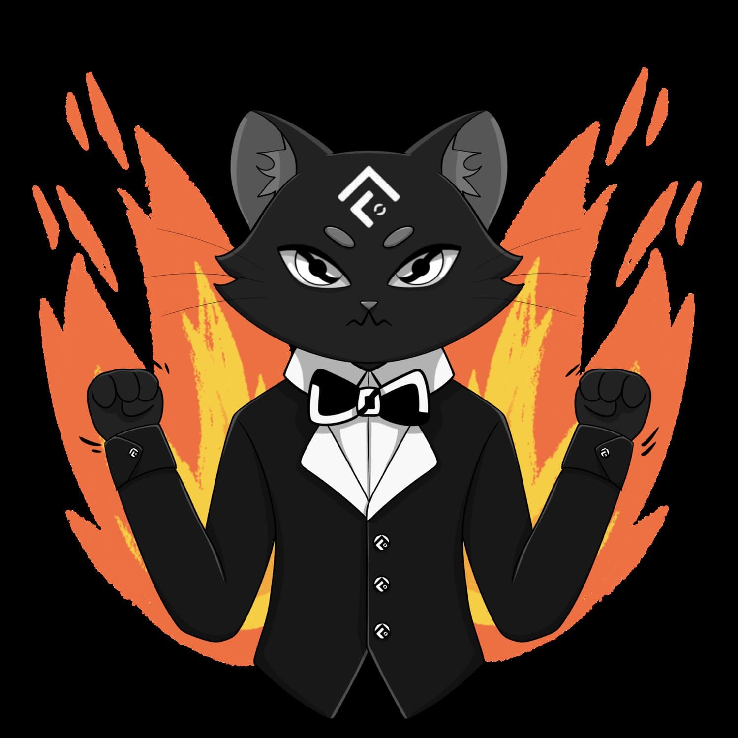 Handmade Fluton mascot sticker artwork by Nima Morad